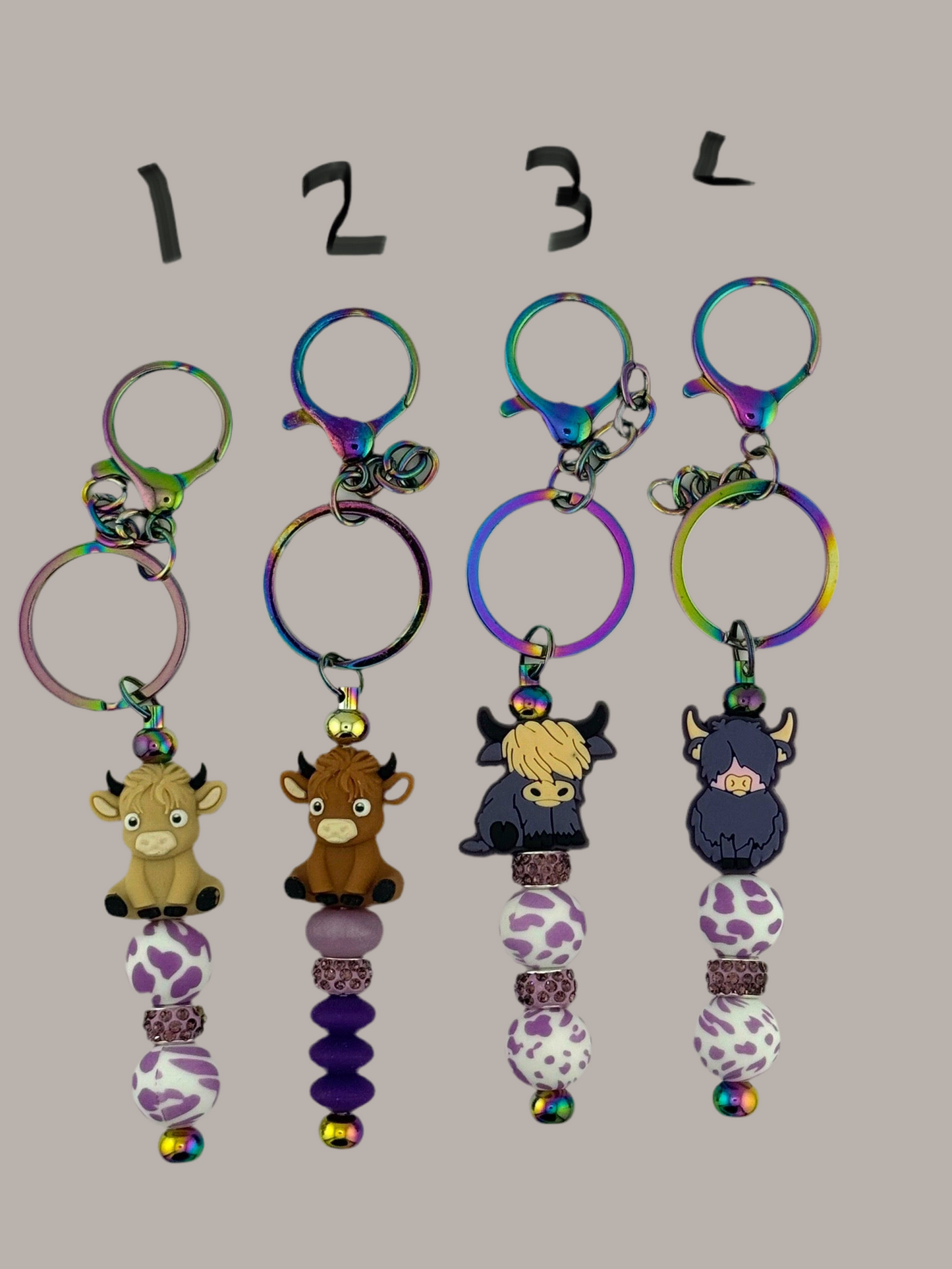 Swirly Keychains with Quirky Purple beads