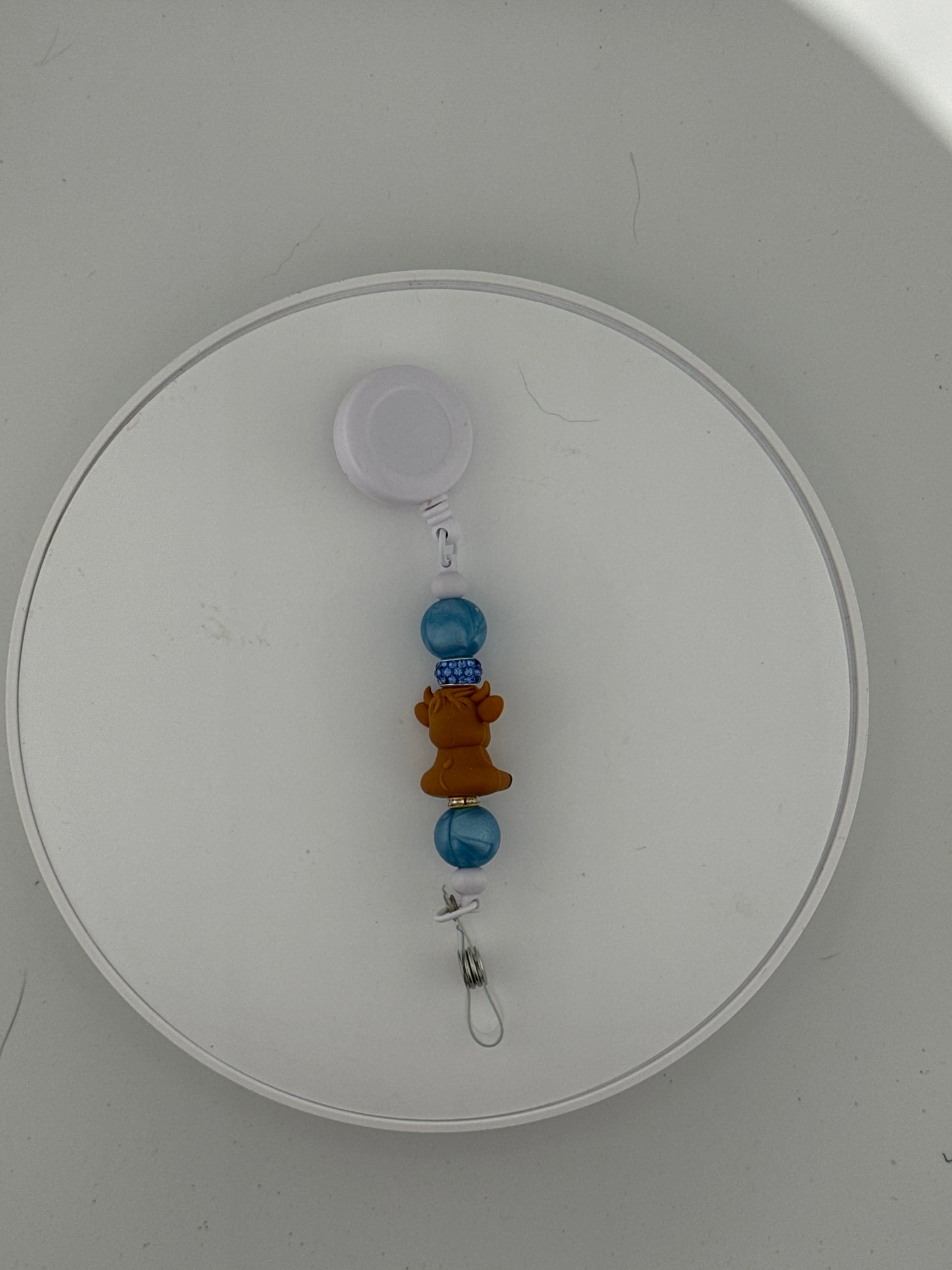 Dainty Blue 3d Cow Badge