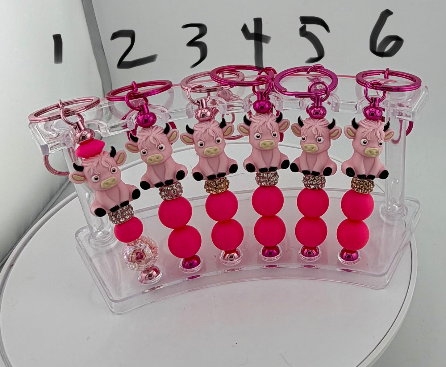 Pretty in Pink Highland Cow Keychains
