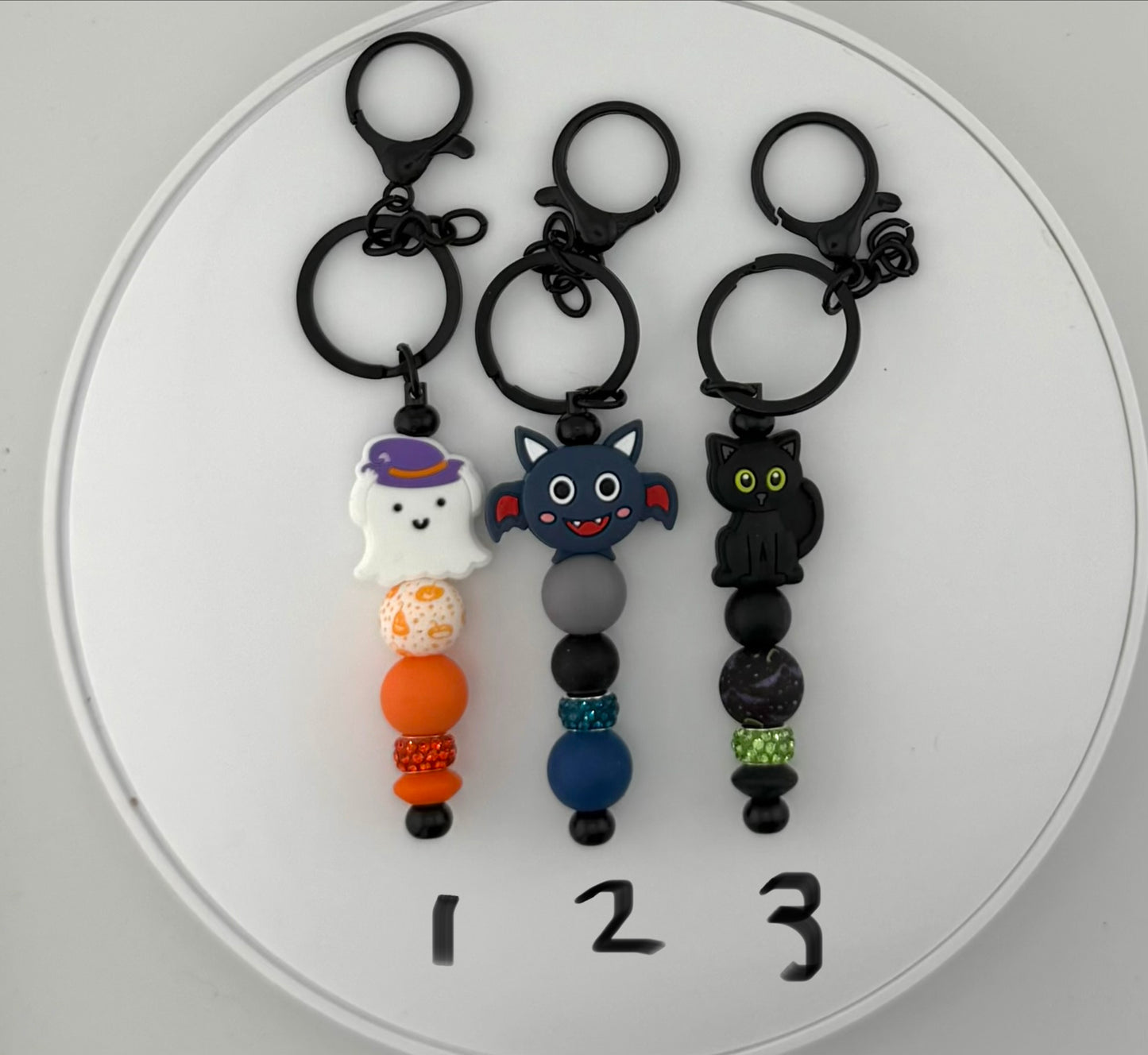 Ghost Bat Cat Halloween Keychains