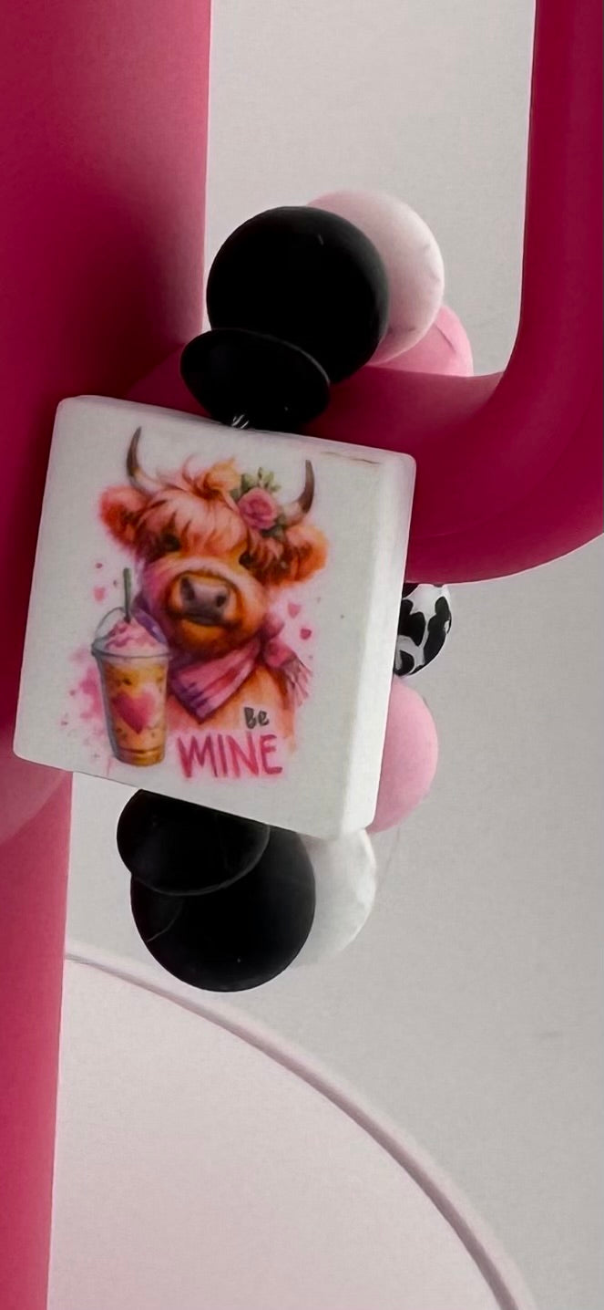 Pink Cow Cup Charm