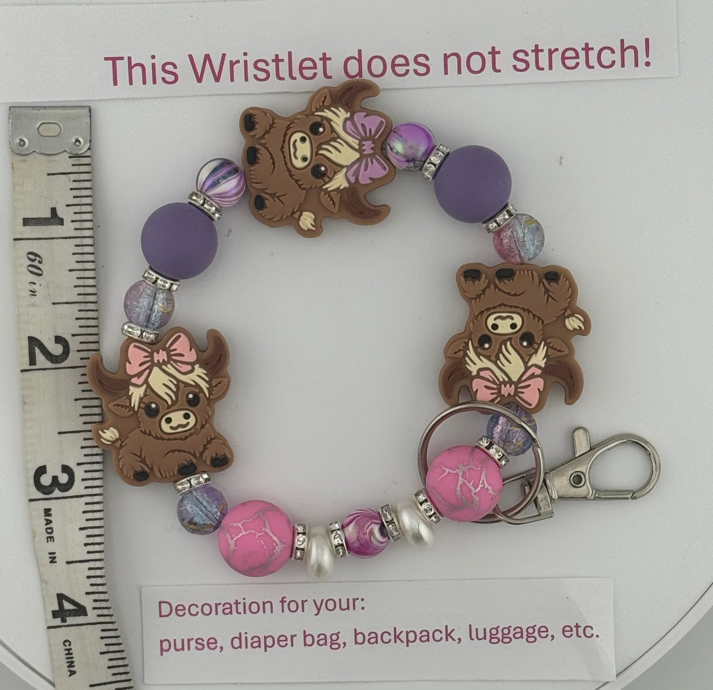 3 Sisters Wristlet - 1 Purple Bow, 2 Pink