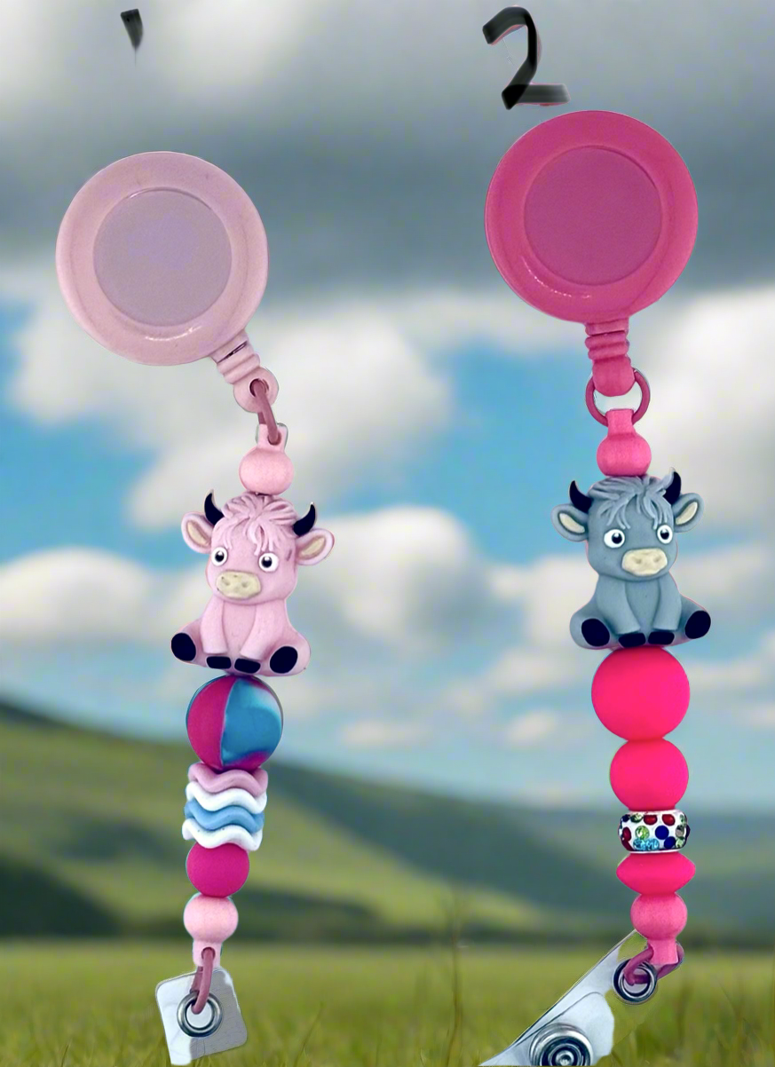 Pink Cow Badge Reels