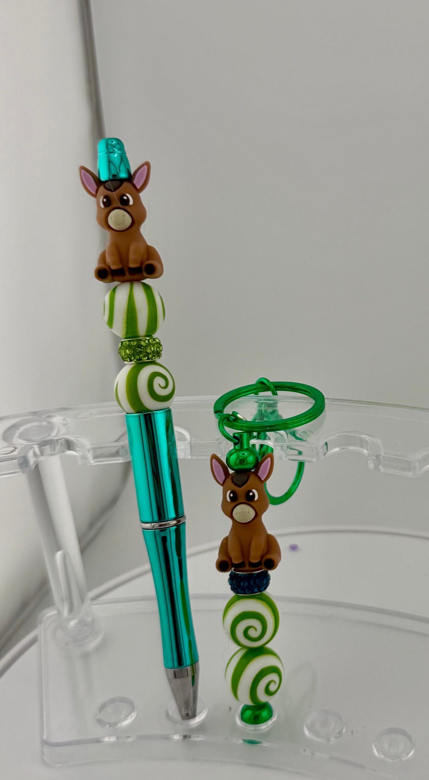 Green Christmas Donkey Pen & Keychain Set