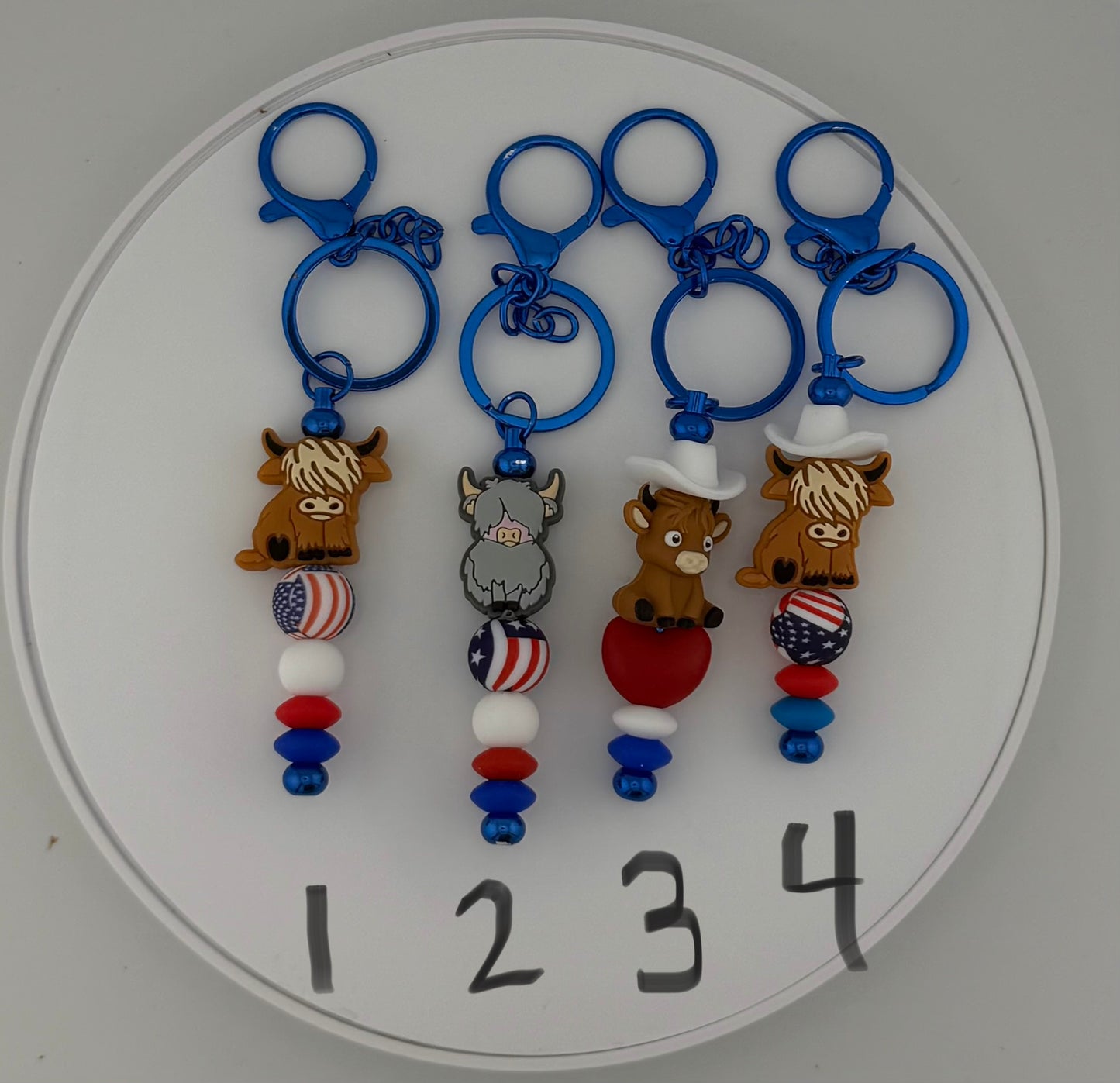 Patriotic Cow Straw Charm and Keychain