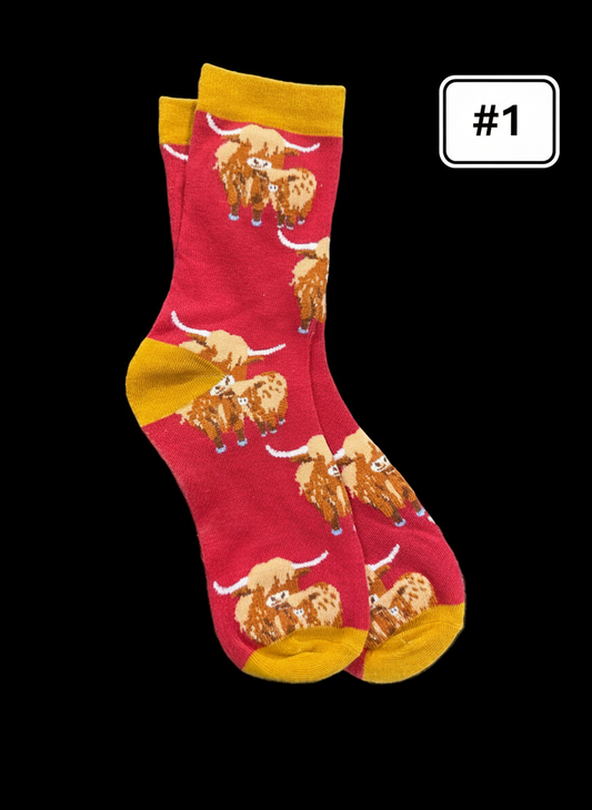 Cow Socks (Scroll Right to see all 13 styles!)