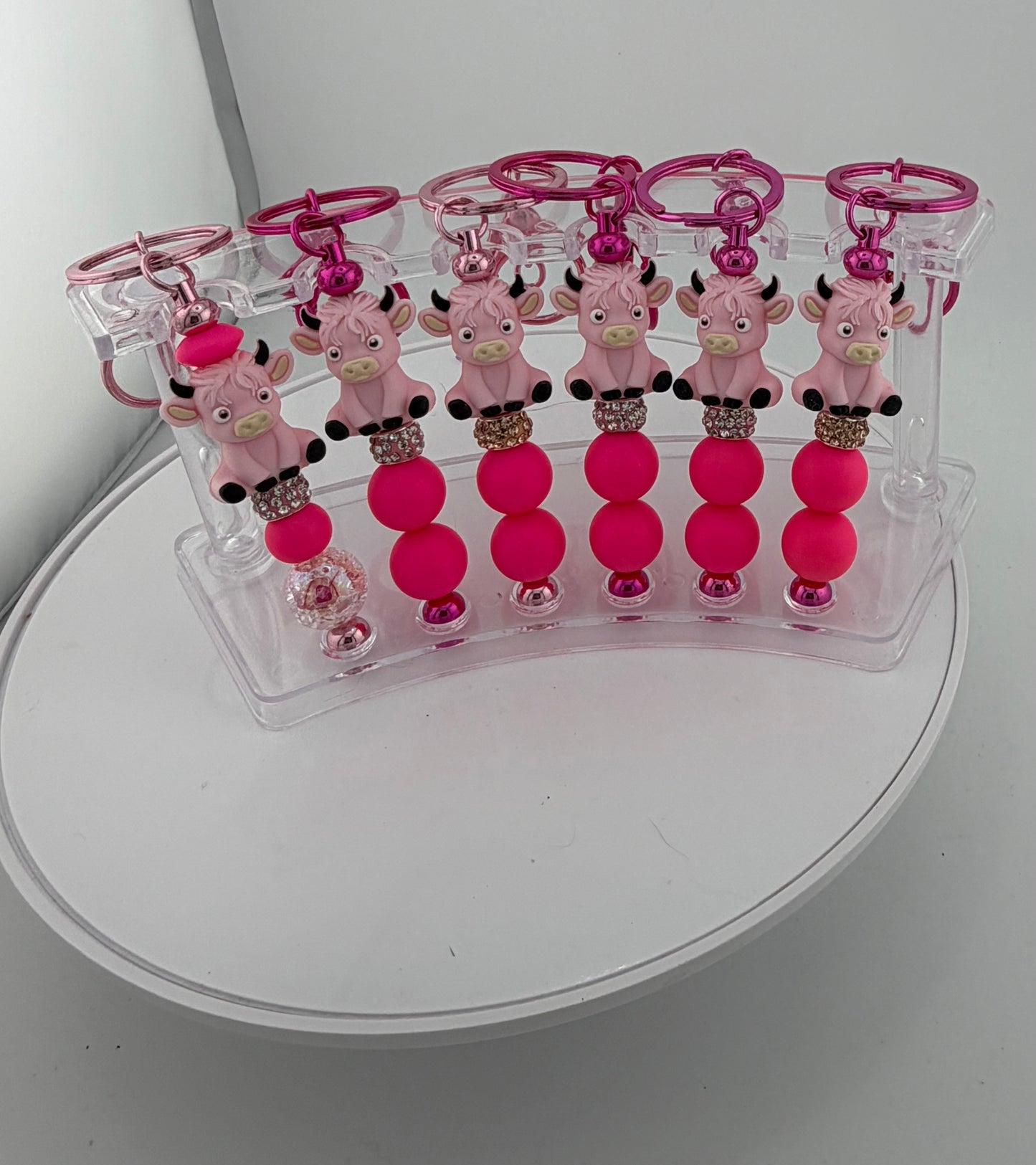 Pretty in Pink Highland Cow Keychains