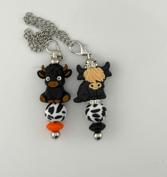 Black Cow Spots Straw Charms