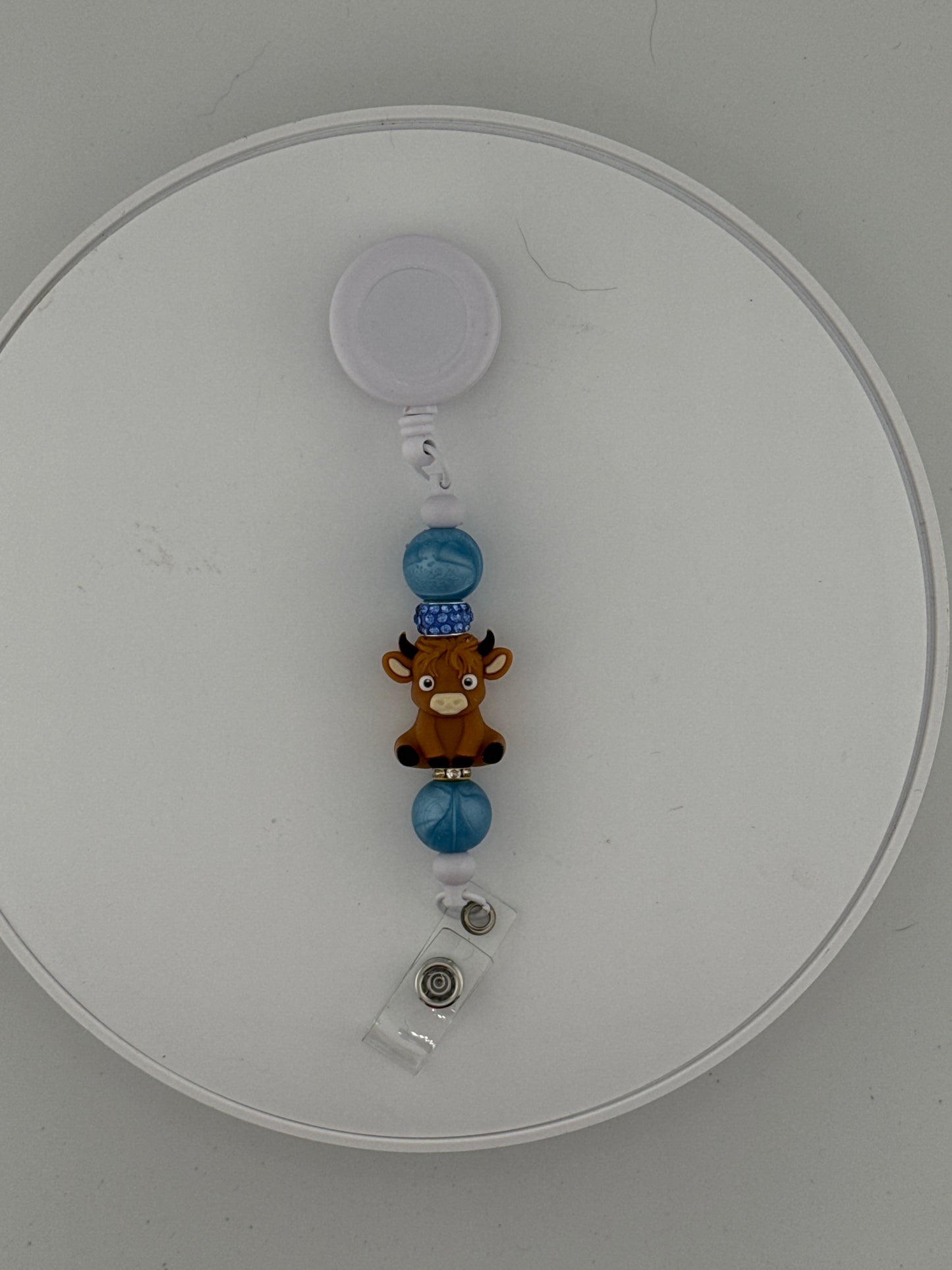 Dainty Blue 3d Cow Badge