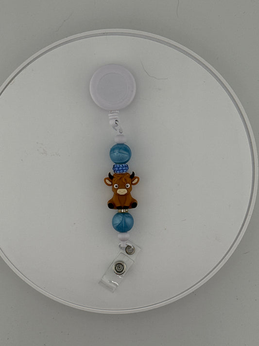 Dainty Blue 3d Cow Badge