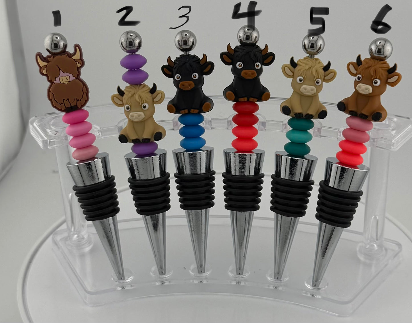 Colorful Cow Wine Toppers