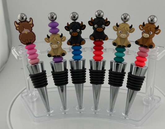 Colorful Cow Wine Toppers