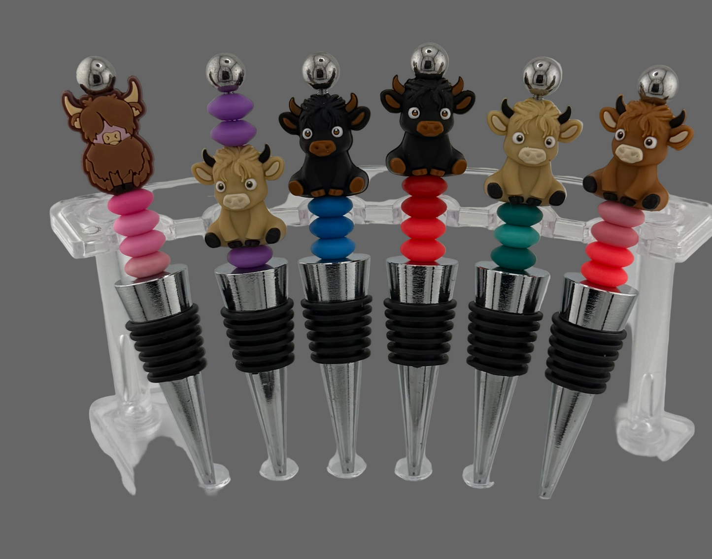 Colorful Cow Wine Toppers