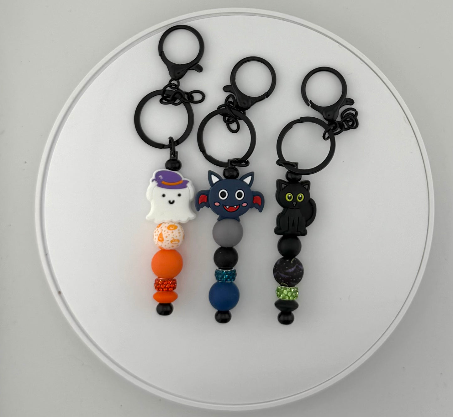 Ghost Bat Cat Halloween Keychains