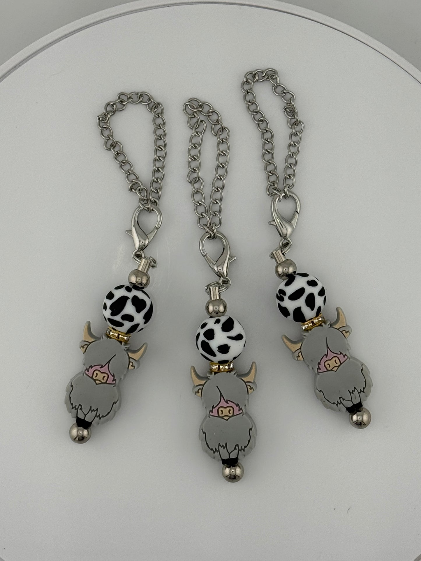 Classic Grey Cow Print Charm
