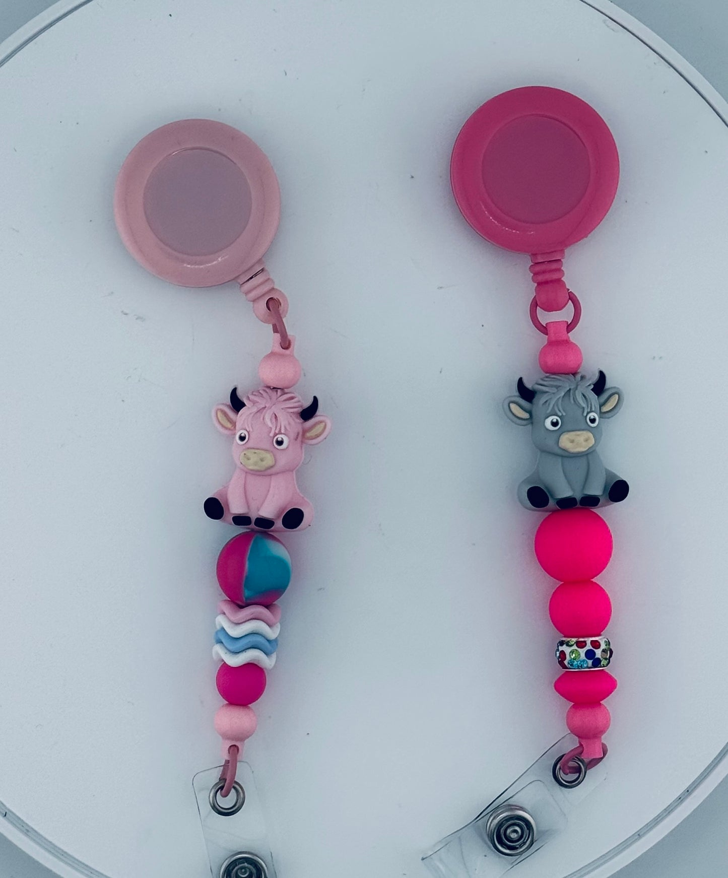 Pink Cow Badge Reels