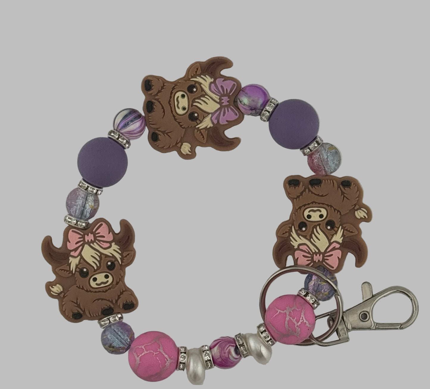 3 Sisters Wristlet - 1 Purple Bow,  2 Pink