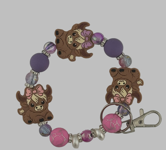 3 Sisters Wristlet - 1 Purple Bow,  2 Pink