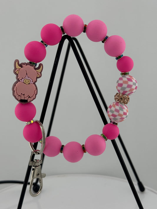 Pink and Gingham Wristlet SPARKLE - (Large Women's Size)