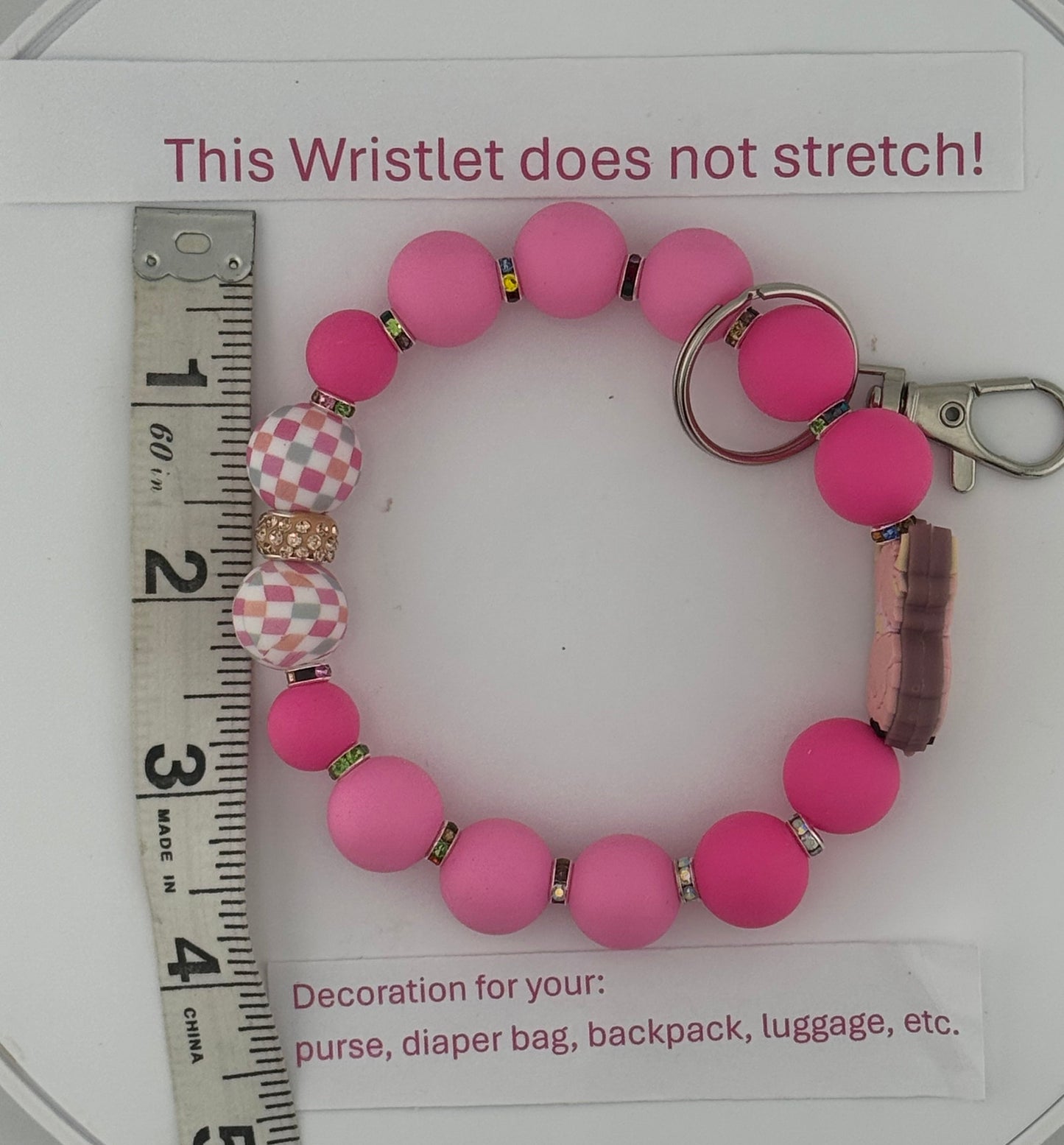 Pink and Gingham Wristlet SPARKLE - (Large Women's Size)