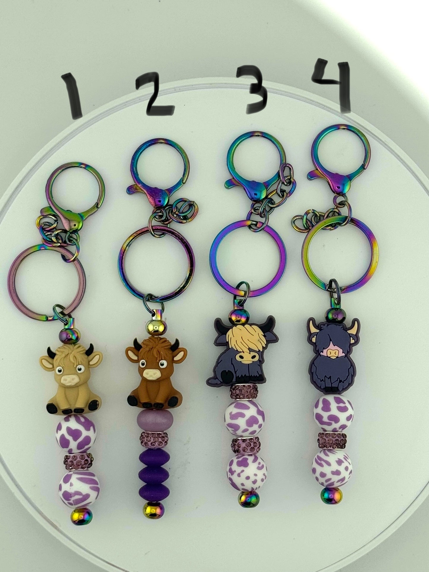 Swirly Keychains with Quirky Purple beads