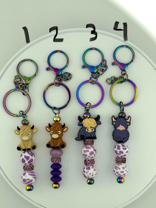 Swirly Keychains with Quirky Purple beads