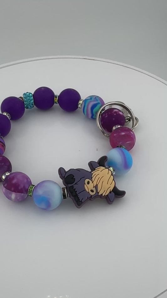 Deep Purple Galaxy Cow Wristlet