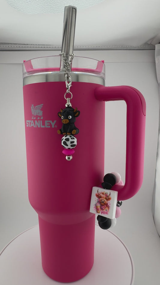 Pink Cow Cup Charm